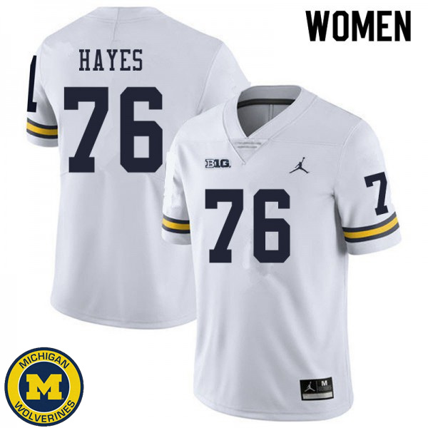 Women Michigan Wolverines #76 Ryan Hayes White College Game Football Jersey